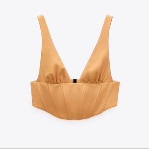 Zara Corsetry Faux Leather Top